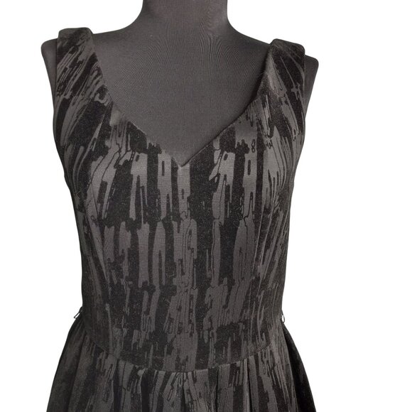 Calvin Klein Size 4 Dress Black Velvet Burnout Sleeveless Fit Flare Midi - Picture 2 of 9